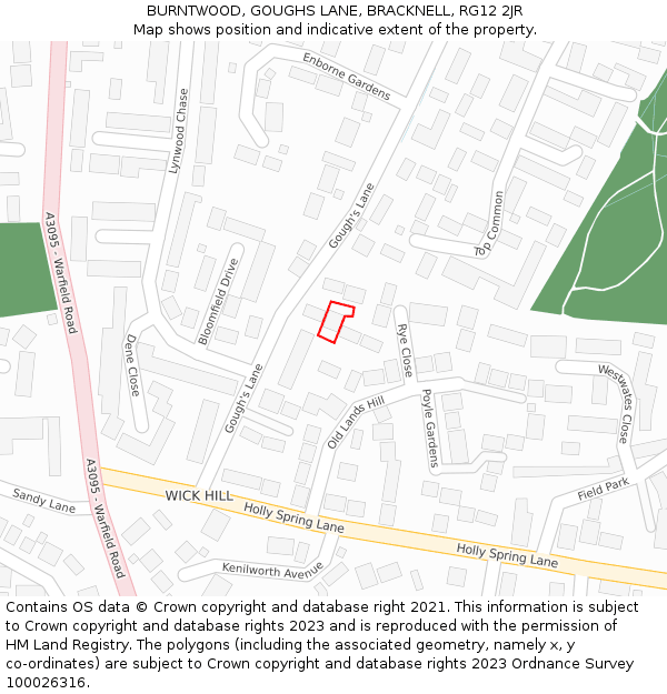BURNTWOOD, GOUGHS LANE, BRACKNELL, RG12 2JR: Location map and indicative extent of plot