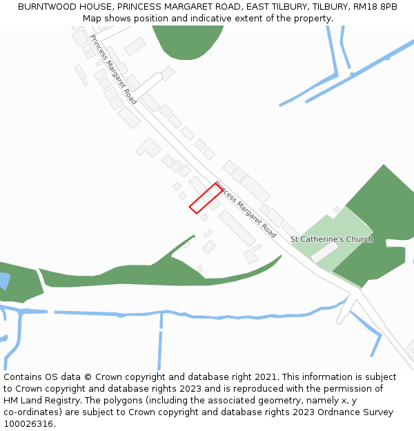 BURNTWOOD HOUSE, PRINCESS MARGARET ROAD, EAST TILBURY, TILBURY, RM18 8PB: Location map and indicative extent of plot