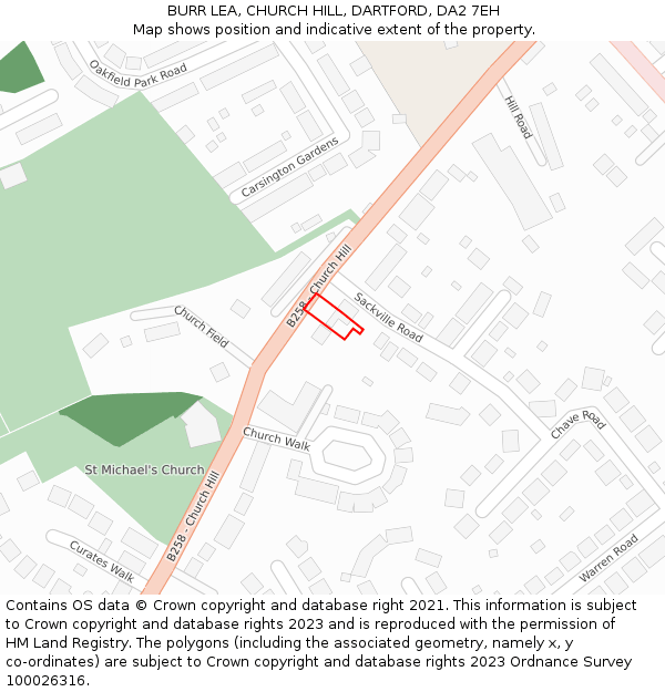 BURR LEA, CHURCH HILL, DARTFORD, DA2 7EH: Location map and indicative extent of plot