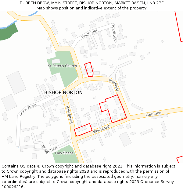 BURREN BROW, MAIN STREET, BISHOP NORTON, MARKET RASEN, LN8 2BE: Location map and indicative extent of plot