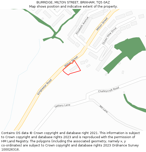 BURRIDGE, MILTON STREET, BRIXHAM, TQ5 0AZ: Location map and indicative extent of plot