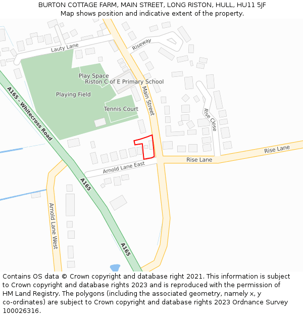 BURTON COTTAGE FARM, MAIN STREET, LONG RISTON, HULL, HU11 5JF: Location map and indicative extent of plot