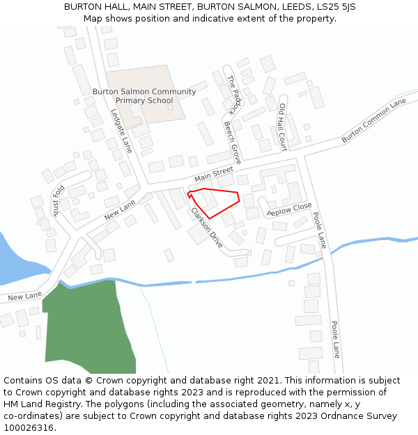 BURTON HALL, MAIN STREET, BURTON SALMON, LEEDS, LS25 5JS: Location map and indicative extent of plot