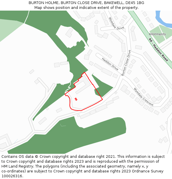 BURTON HOLME, BURTON CLOSE DRIVE, BAKEWELL, DE45 1BG: Location map and indicative extent of plot
