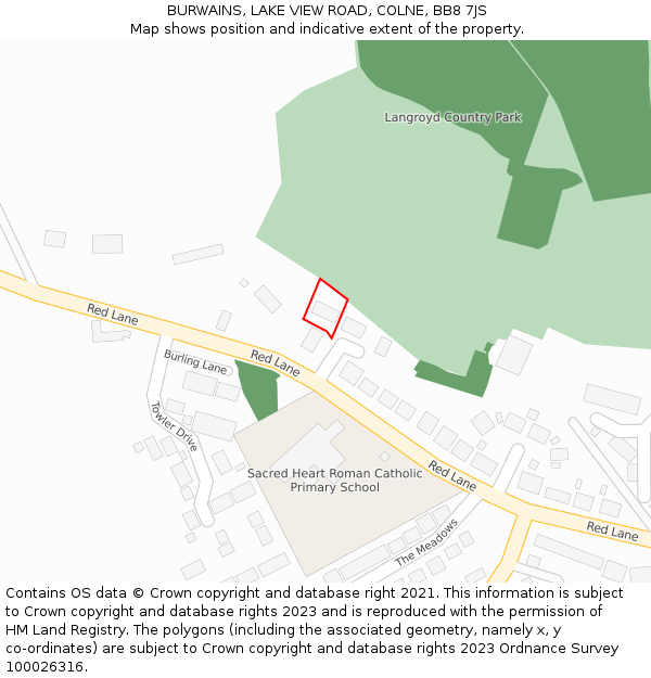 BURWAINS, LAKE VIEW ROAD, COLNE, BB8 7JS: Location map and indicative extent of plot