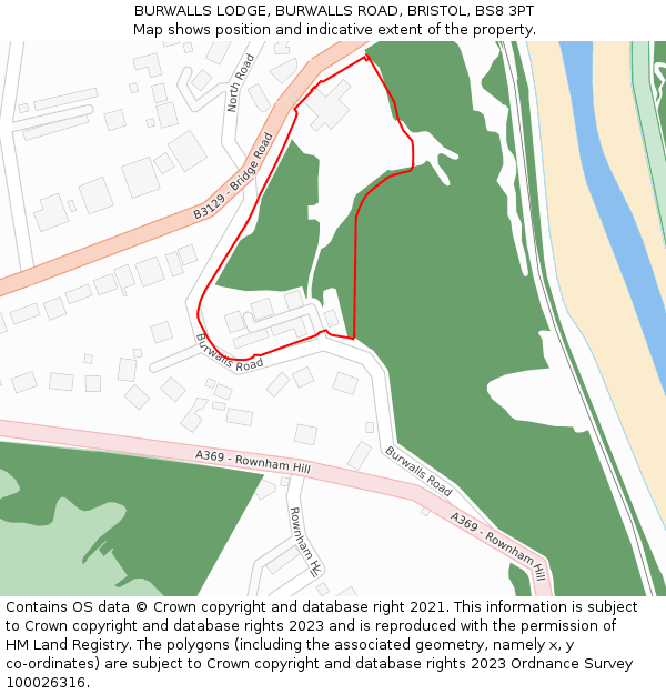 BURWALLS LODGE, BURWALLS ROAD, BRISTOL, BS8 3PT: Location map and indicative extent of plot