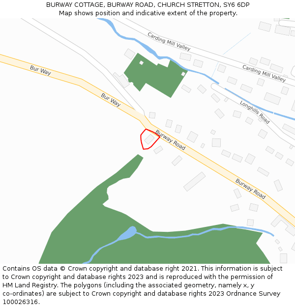 BURWAY COTTAGE, BURWAY ROAD, CHURCH STRETTON, SY6 6DP: Location map and indicative extent of plot