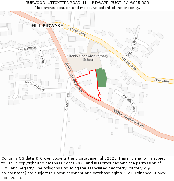 BURWOOD, UTTOXETER ROAD, HILL RIDWARE, RUGELEY, WS15 3QR: Location map and indicative extent of plot