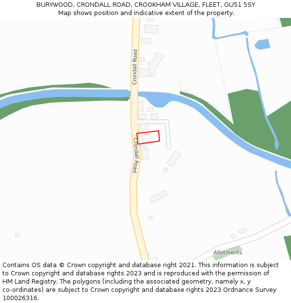 BURYWOOD, CRONDALL ROAD, CROOKHAM VILLAGE, FLEET, GU51 5SY: Location map and indicative extent of plot
