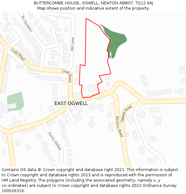 BUTTERCOMBE HOUSE, OGWELL, NEWTON ABBOT, TQ12 6AJ: Location map and indicative extent of plot