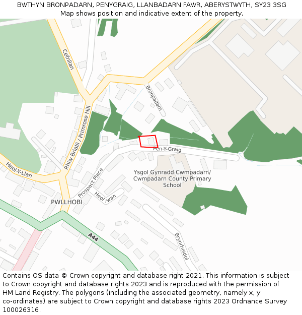 BWTHYN BRONPADARN, PENYGRAIG, LLANBADARN FAWR, ABERYSTWYTH, SY23 3SG: Location map and indicative extent of plot