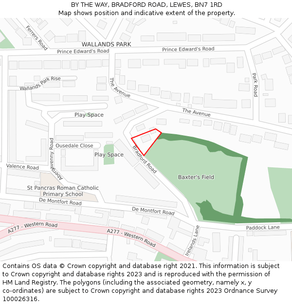 BY THE WAY, BRADFORD ROAD, LEWES, BN7 1RD: Location map and indicative extent of plot
