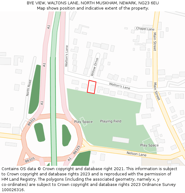 BYE VIEW, WALTONS LANE, NORTH MUSKHAM, NEWARK, NG23 6EU: Location map and indicative extent of plot