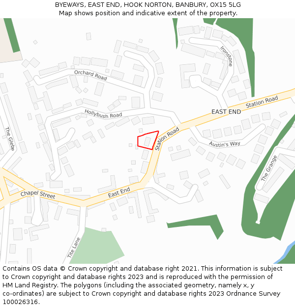 BYEWAYS, EAST END, HOOK NORTON, BANBURY, OX15 5LG: Location map and indicative extent of plot