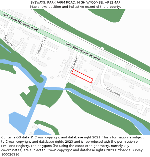 BYEWAYS, PARK FARM ROAD, HIGH WYCOMBE, HP12 4AF: Location map and indicative extent of plot