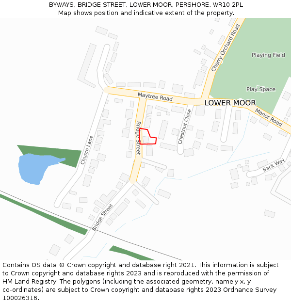 BYWAYS, BRIDGE STREET, LOWER MOOR, PERSHORE, WR10 2PL: Location map and indicative extent of plot