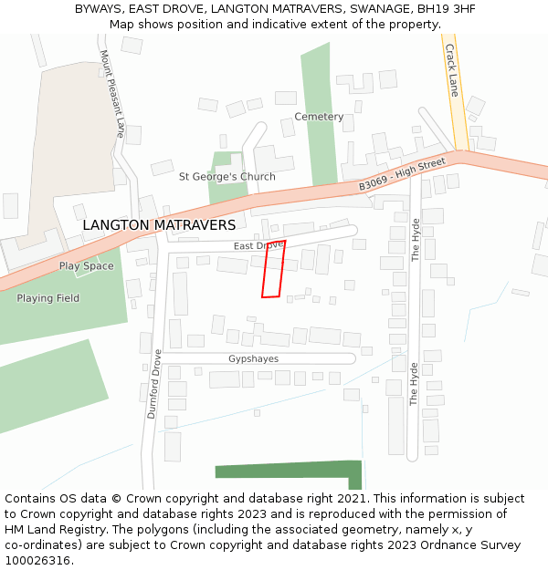 BYWAYS, EAST DROVE, LANGTON MATRAVERS, SWANAGE, BH19 3HF: Location map and indicative extent of plot