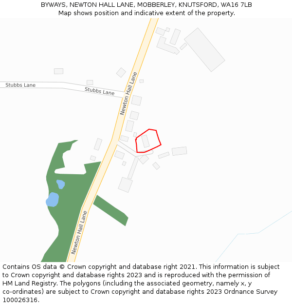 BYWAYS, NEWTON HALL LANE, MOBBERLEY, KNUTSFORD, WA16 7LB: Location map and indicative extent of plot