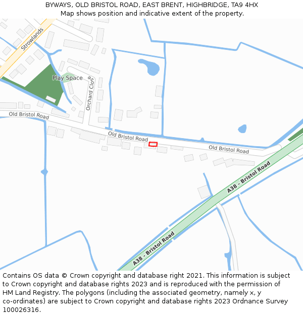 BYWAYS, OLD BRISTOL ROAD, EAST BRENT, HIGHBRIDGE, TA9 4HX: Location map and indicative extent of plot