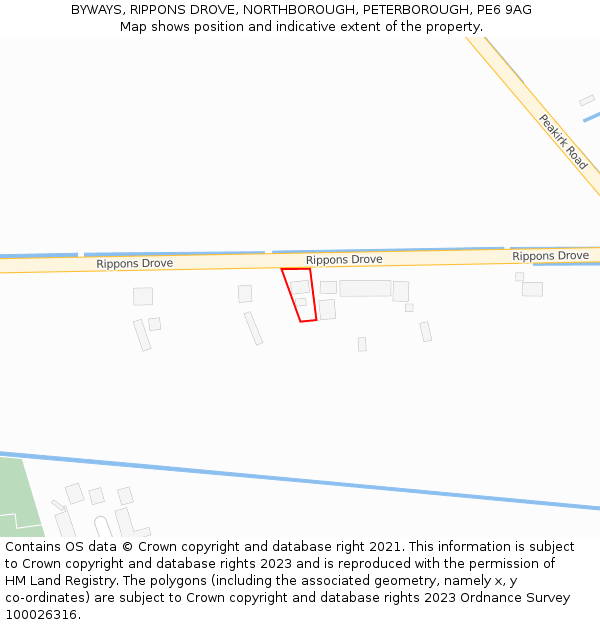 BYWAYS, RIPPONS DROVE, NORTHBOROUGH, PETERBOROUGH, PE6 9AG: Location map and indicative extent of plot