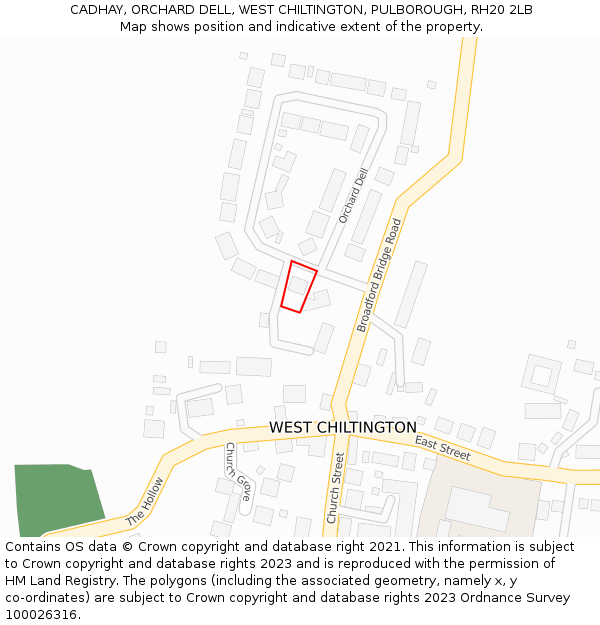 CADHAY, ORCHARD DELL, WEST CHILTINGTON, PULBOROUGH, RH20 2LB: Location map and indicative extent of plot