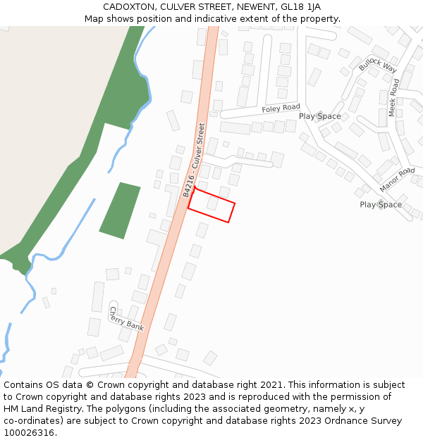 CADOXTON, CULVER STREET, NEWENT, GL18 1JA: Location map and indicative extent of plot