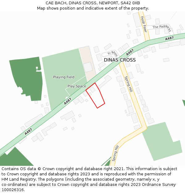 CAE BACH, DINAS CROSS, NEWPORT, SA42 0XB: Location map and indicative extent of plot