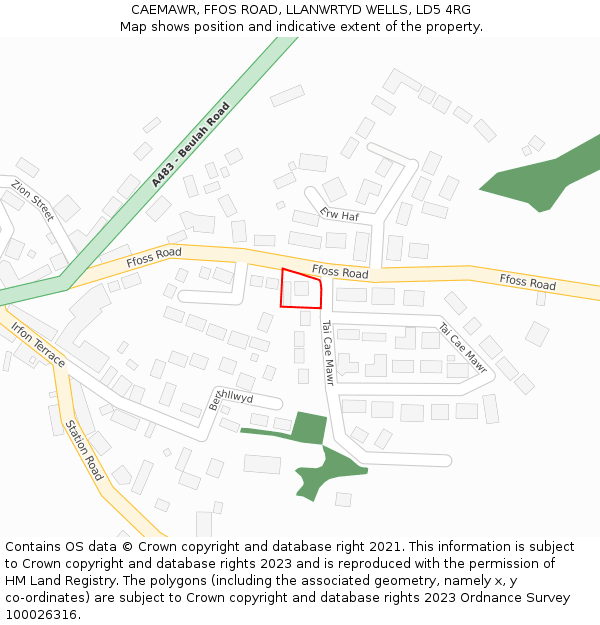 CAEMAWR, FFOS ROAD, LLANWRTYD WELLS, LD5 4RG: Location map and indicative extent of plot