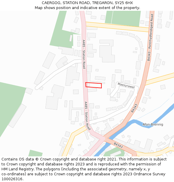 CAERGOG, STATION ROAD, TREGARON, SY25 6HX: Location map and indicative extent of plot