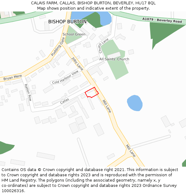 CALAIS FARM, CALLAS, BISHOP BURTON, BEVERLEY, HU17 8QL: Location map and indicative extent of plot