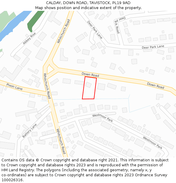 CALDAY, DOWN ROAD, TAVISTOCK, PL19 9AD: Location map and indicative extent of plot