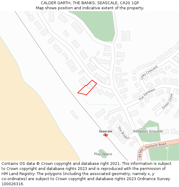 CALDER GARTH, THE BANKS, SEASCALE, CA20 1QP: Location map and indicative extent of plot