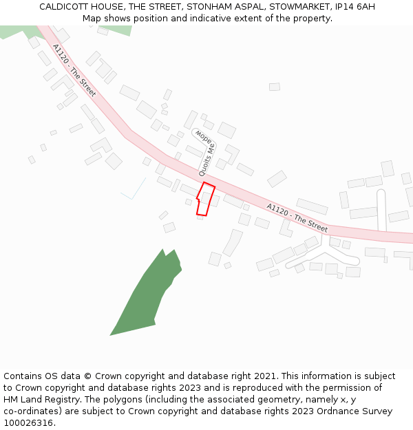 CALDICOTT HOUSE, THE STREET, STONHAM ASPAL, STOWMARKET, IP14 6AH: Location map and indicative extent of plot