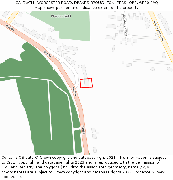 CALDWELL, WORCESTER ROAD, DRAKES BROUGHTON, PERSHORE, WR10 2AQ: Location map and indicative extent of plot