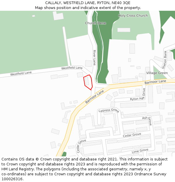 CALLALY, WESTFIELD LANE, RYTON, NE40 3QE: Location map and indicative extent of plot