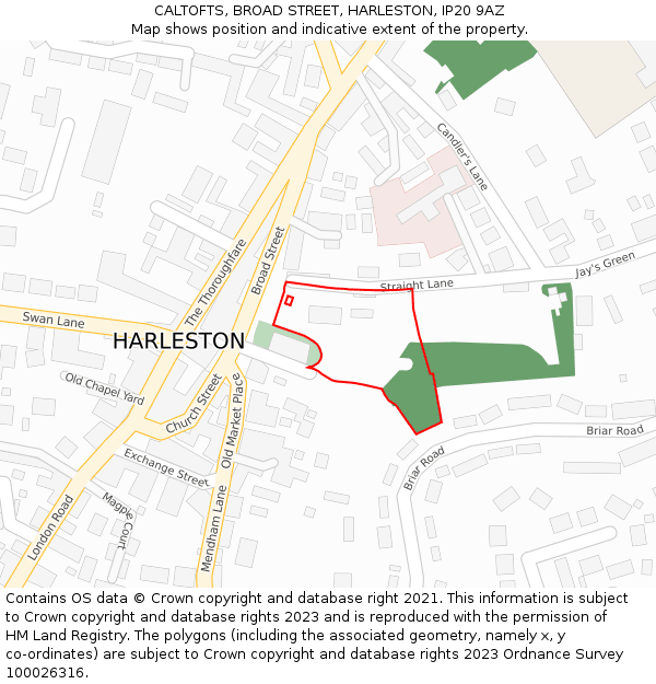 CALTOFTS, BROAD STREET, HARLESTON, IP20 9AZ: Location map and indicative extent of plot
