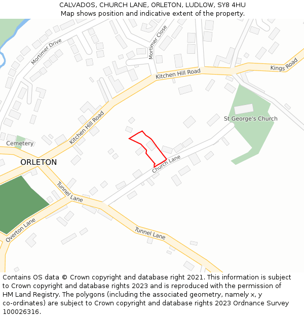 CALVADOS, CHURCH LANE, ORLETON, LUDLOW, SY8 4HU: Location map and indicative extent of plot