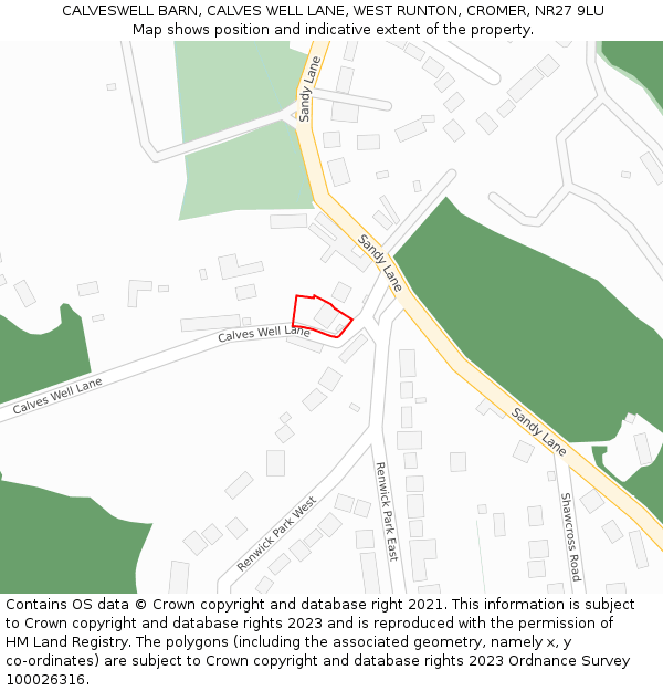 CALVESWELL BARN, CALVES WELL LANE, WEST RUNTON, CROMER, NR27 9LU: Location map and indicative extent of plot