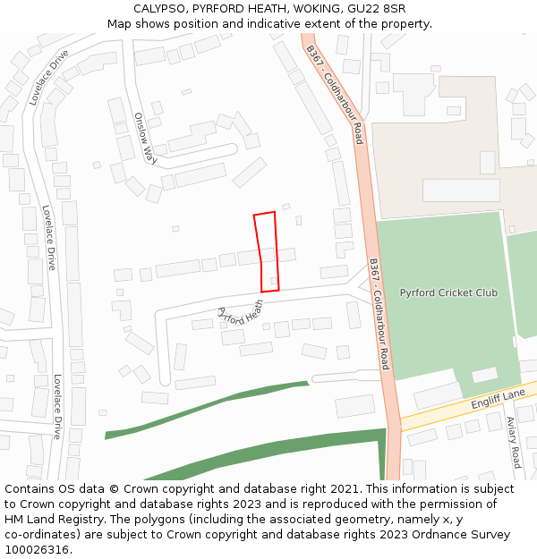 CALYPSO, PYRFORD HEATH, WOKING, GU22 8SR: Location map and indicative extent of plot