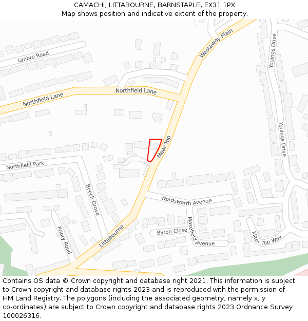 CAMACHI, LITTABOURNE, BARNSTAPLE, EX31 1PX: Location map and indicative extent of plot