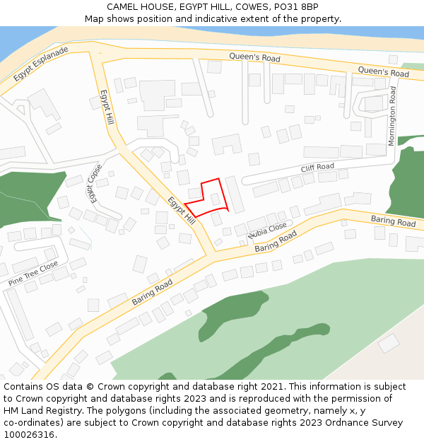 CAMEL HOUSE, EGYPT HILL, COWES, PO31 8BP: Location map and indicative extent of plot