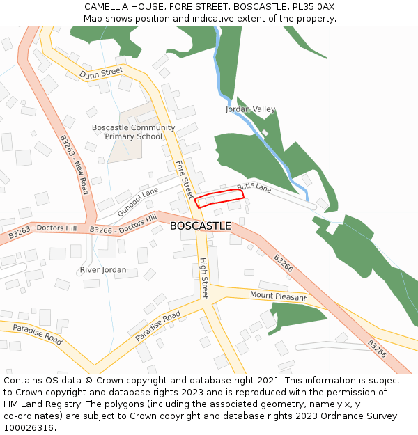 CAMELLIA HOUSE, FORE STREET, BOSCASTLE, PL35 0AX: Location map and indicative extent of plot