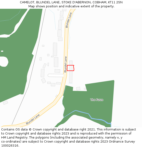 CAMELOT, BLUNDEL LANE, STOKE D'ABERNON, COBHAM, KT11 2SN: Location map and indicative extent of plot