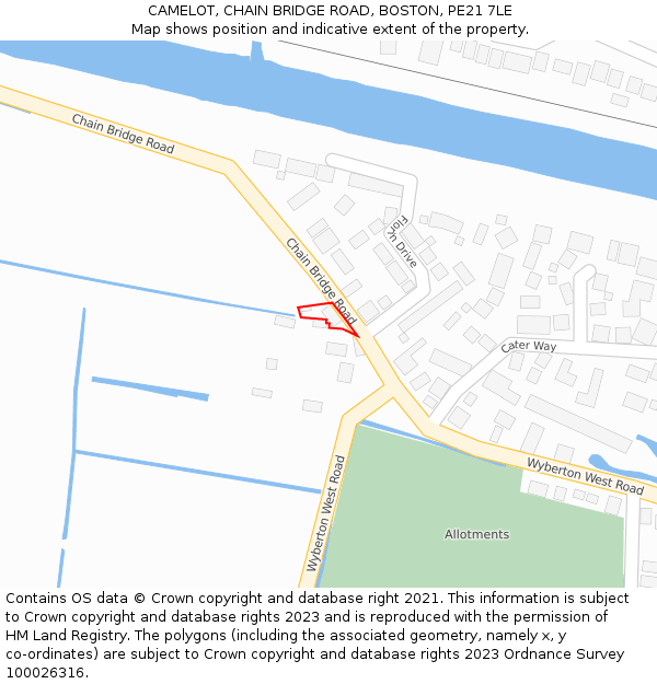 CAMELOT, CHAIN BRIDGE ROAD, BOSTON, PE21 7LE: Location map and indicative extent of plot