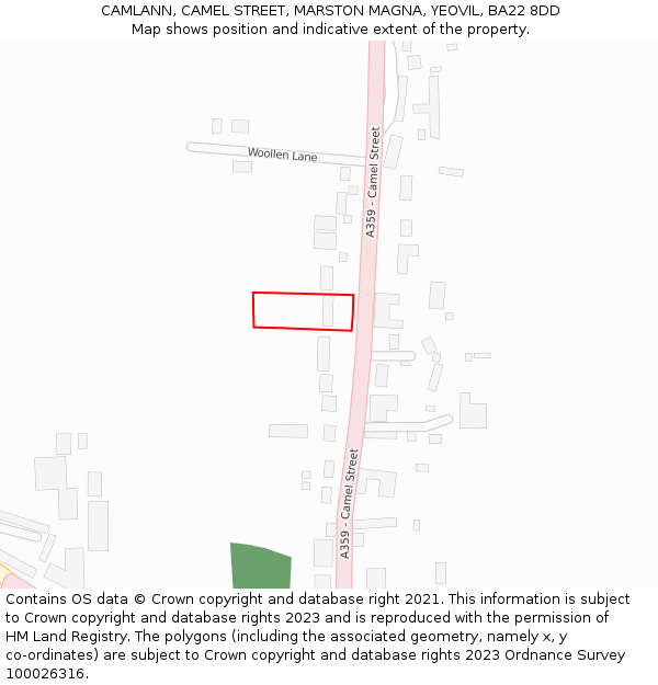 CAMLANN, CAMEL STREET, MARSTON MAGNA, YEOVIL, BA22 8DD: Location map and indicative extent of plot