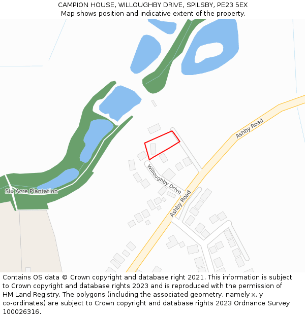CAMPION HOUSE, WILLOUGHBY DRIVE, SPILSBY, PE23 5EX: Location map and indicative extent of plot