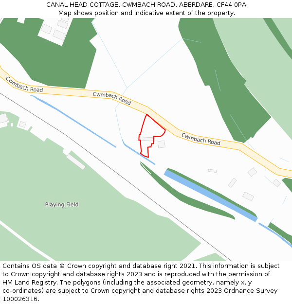 CANAL HEAD COTTAGE, CWMBACH ROAD, ABERDARE, CF44 0PA: Location map and indicative extent of plot