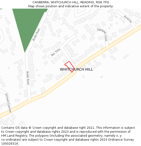CANBERRA, WHITCHURCH HILL, READING, RG8 7PG: Location map and indicative extent of plot