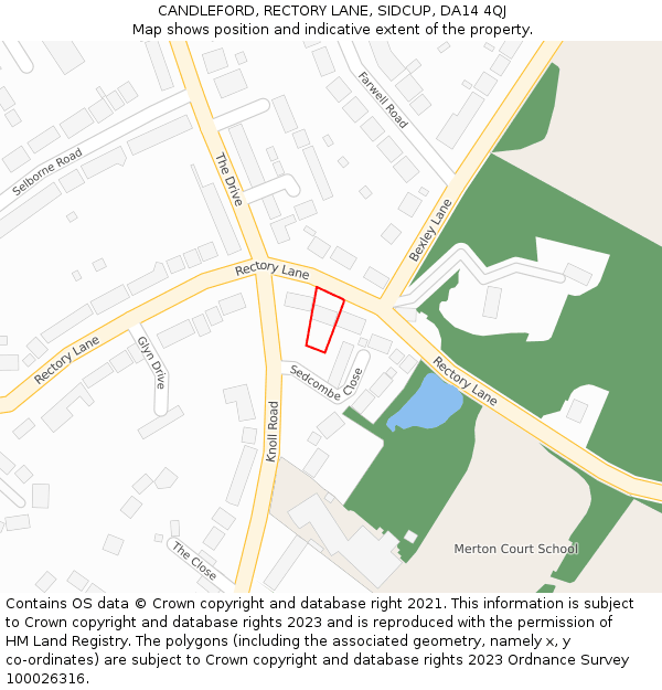 CANDLEFORD, RECTORY LANE, SIDCUP, DA14 4QJ: Location map and indicative extent of plot