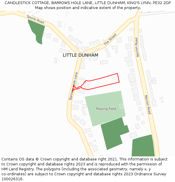 CANDLESTICK COTTAGE, BARROWS HOLE LANE, LITTLE DUNHAM, KING'S LYNN, PE32 2DP: Location map and indicative extent of plot